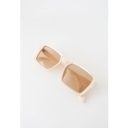 Full-Rim Square Frame Sunglasses in Nude Pink | Chicwish