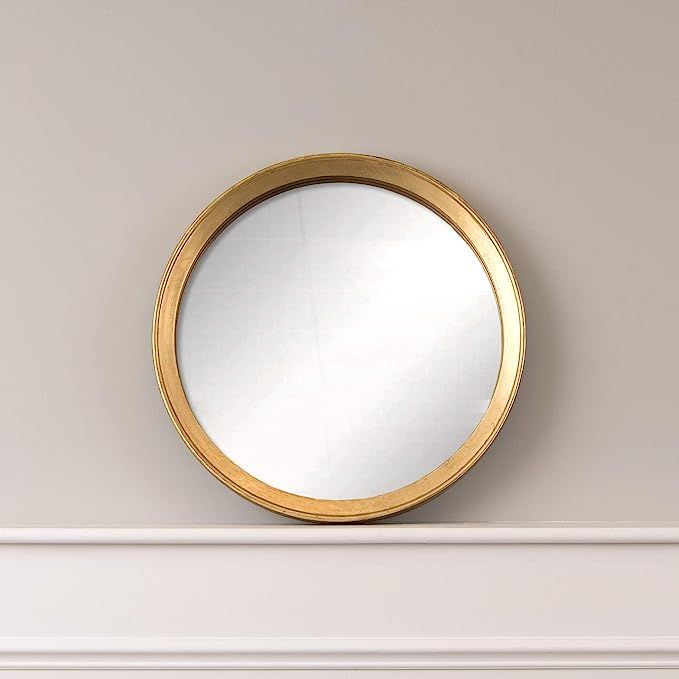 Best Home Fashion Round Gold Simple Mirror - Gold Finish Wood Frame - 19.5” W x 19.5” H | Amazon (US)