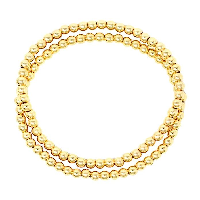 Women Teen Fashion Silver Gold Clear Rhinestone Stainless Steel Bead Ball Stretchable Elastic Bra... | Amazon (US)