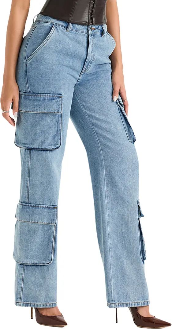 Ria Washed Utility Cargo Jeans | Nordstrom
