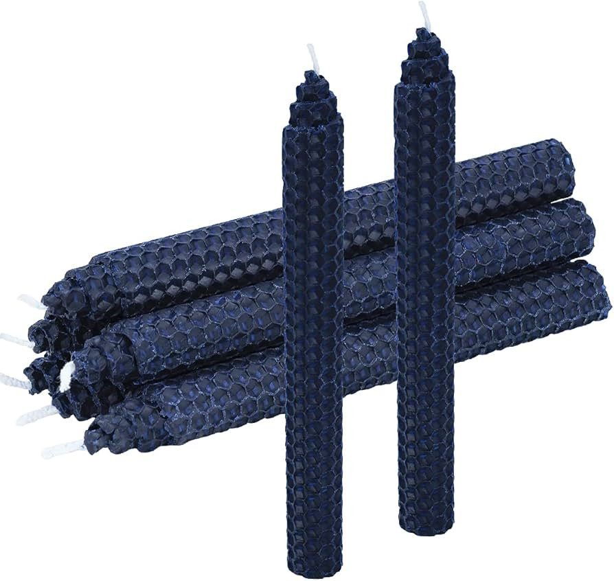 DEYBBY 8" Hand-Rolled Beeswax Taper Candles 6 Pack,Pure Natural Honeycomb Bee Wax Candle Cone Top... | Amazon (US)