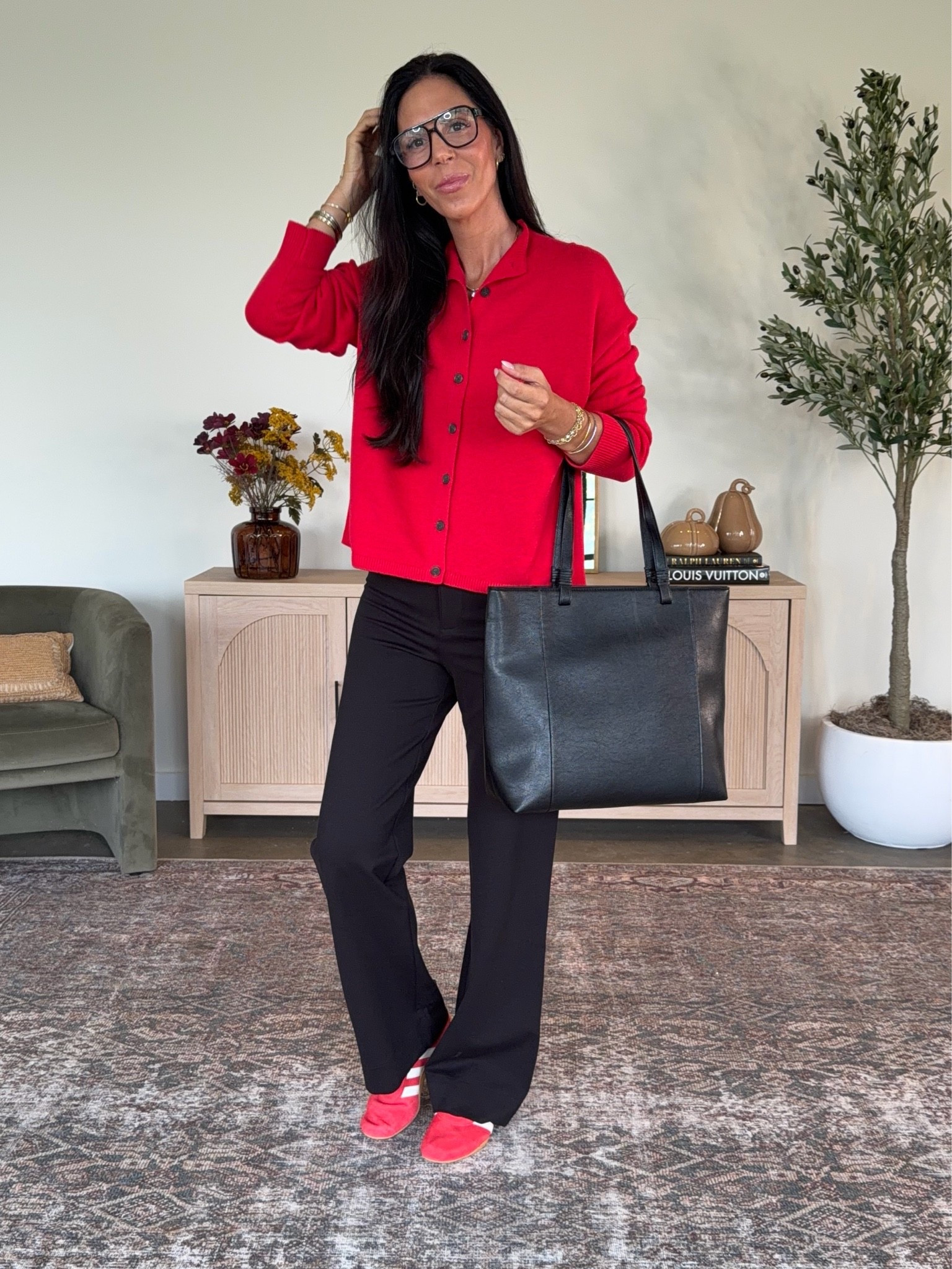 Chic and casual workwear doesn’t have to mean sacrificing comfort or your budget. ❤️
These pants literally feel like sweatpants but look so polished, and this sweater is the perfect closet staple to take you from pre-fall straight into fall. Add a pop of color and a pair of sneakers and you’ve got an easy, elevated look you can actually wear all day.
Sweater - small 
Pants - small tall (size up if between) 
Sneakers are tts and feel like a slipper 

@kohls #kohls #kohlspartner #kohlsfinds

#LTKOver40 #LTKWorkwear #LTKU