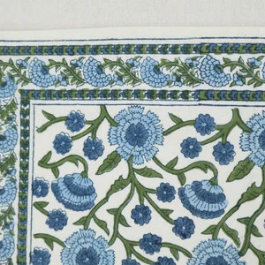 Blue and Green Floral Indian Hand Block Printed Cotton Cloth Napkins for New Year Dinner Party Ho... | Etsy (Global)
