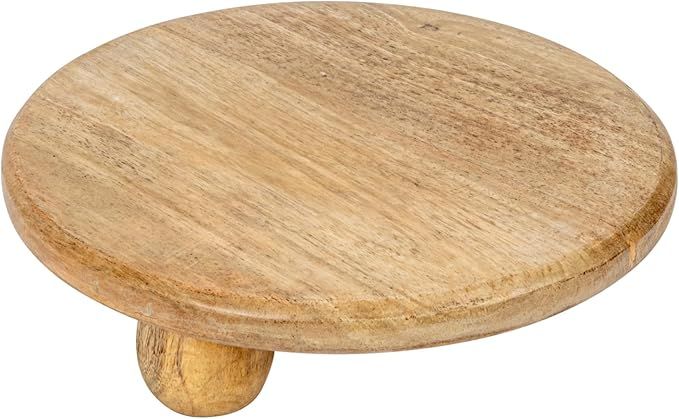 Creative Co-Op 9.75 Inches Round Hand-Carved Mango Wood Cake, Natural Pedestal | Amazon (US)