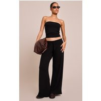 Black Drawstring Slouchy Wide Leg Pants | PrettyLittleThing US