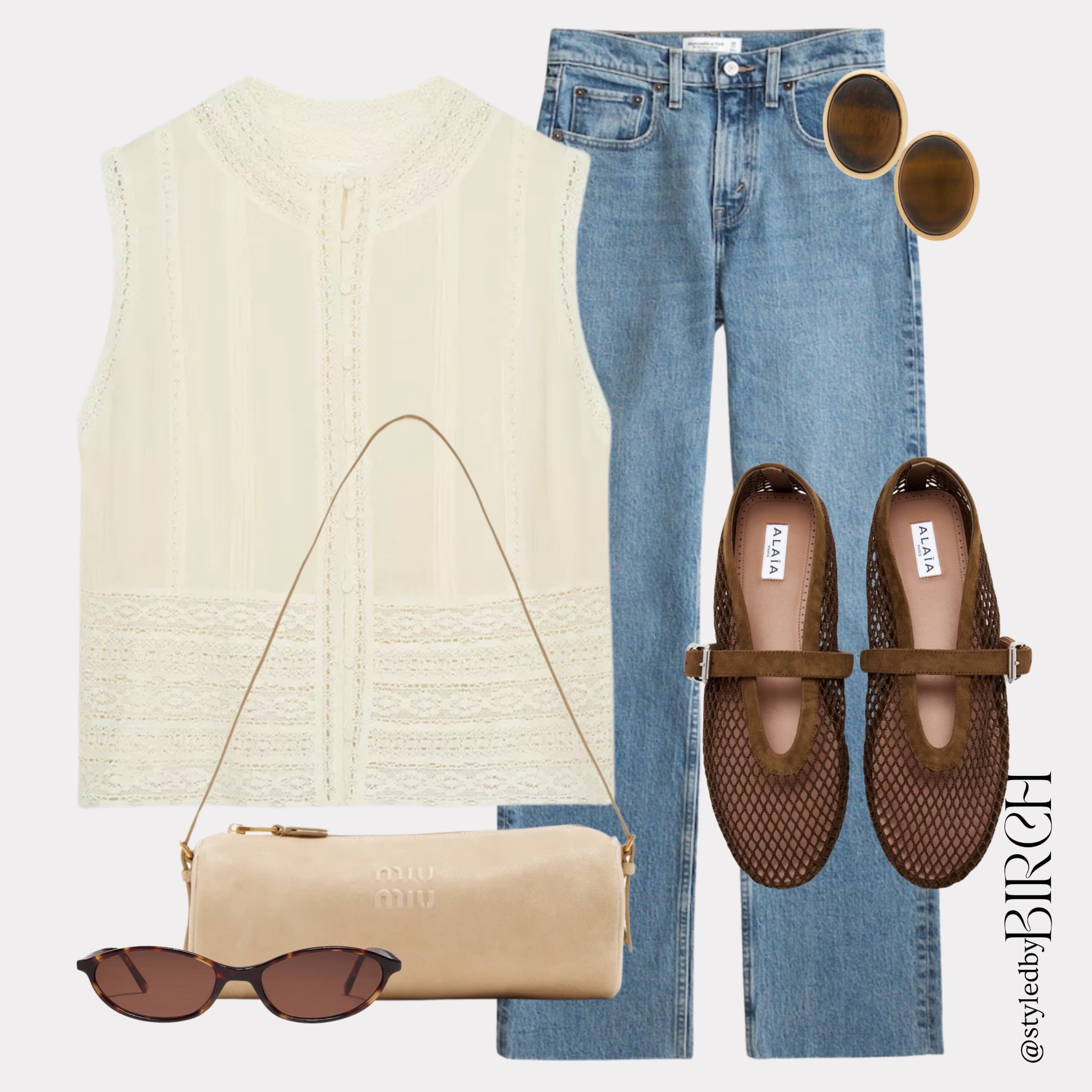 When the shoes make the outfit 🤎

These Alaia mesh mary janes are just something else. There is something about that woven texture with the buckle strap that feels so considered and special.

#ootd #outfitinspo #alaia #miumiu #chicstyle

Tags 🏷️
Cream lace sleeveless top, blue straight leg jeans, cream Miu Miu shoulder bag, brown Alaia mesh mary jane flats, tortoiseshell cat eye sunglasses, tiger eye gold oval earrings

#LTKsummer #LTKeurope #LTKspring