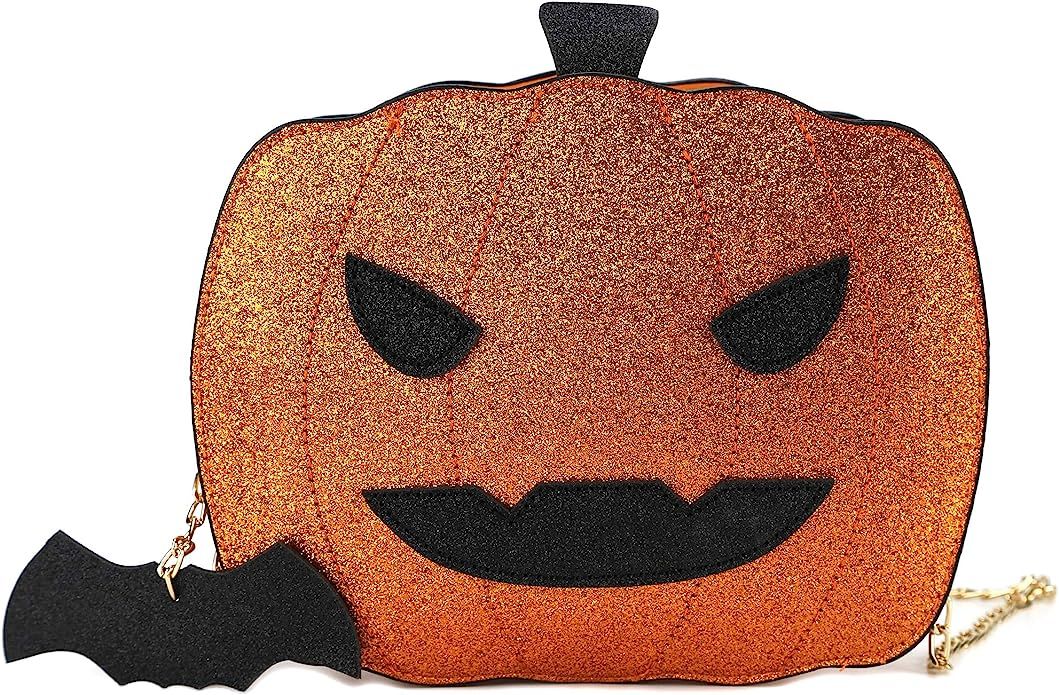Ondeam Halloween Pumpkin Shoulder bag,Bat ornament Fashion PU Purses for Women Girl | Amazon (US)