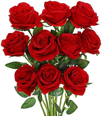  Luyue Artificial Rose Flower Red Silk Roses with Stem Flowers Bouquet Wedding Party Home Deco... | Amazon (US)