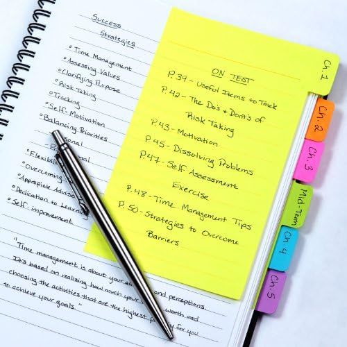 Redi-Tag Divider Sticky Notes, Tabbed Self-Stick Lined Note Pad, 60 Ruled Notes, 4 x 6 Inches, As... | Amazon (US)