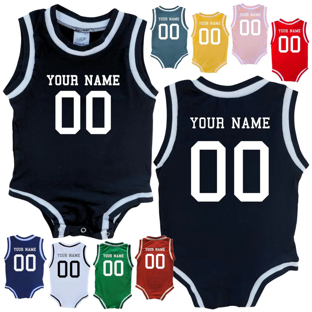 Personalized Sleeveless Basketball Sport Jersey for Babies-customized With Name & Number-front an... | Etsy (US)