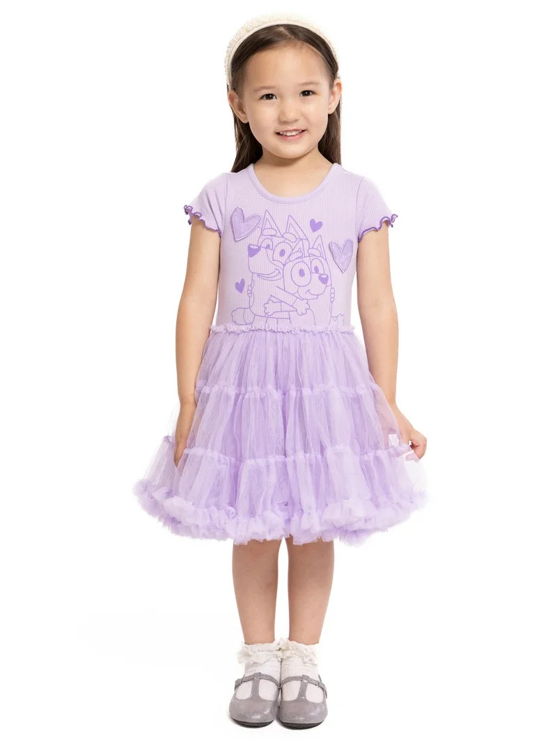 Bluey Toddler Girls' Graphic Tutu Dress with Short Sleeves, Sizes 12M-5T | Walmart (US)