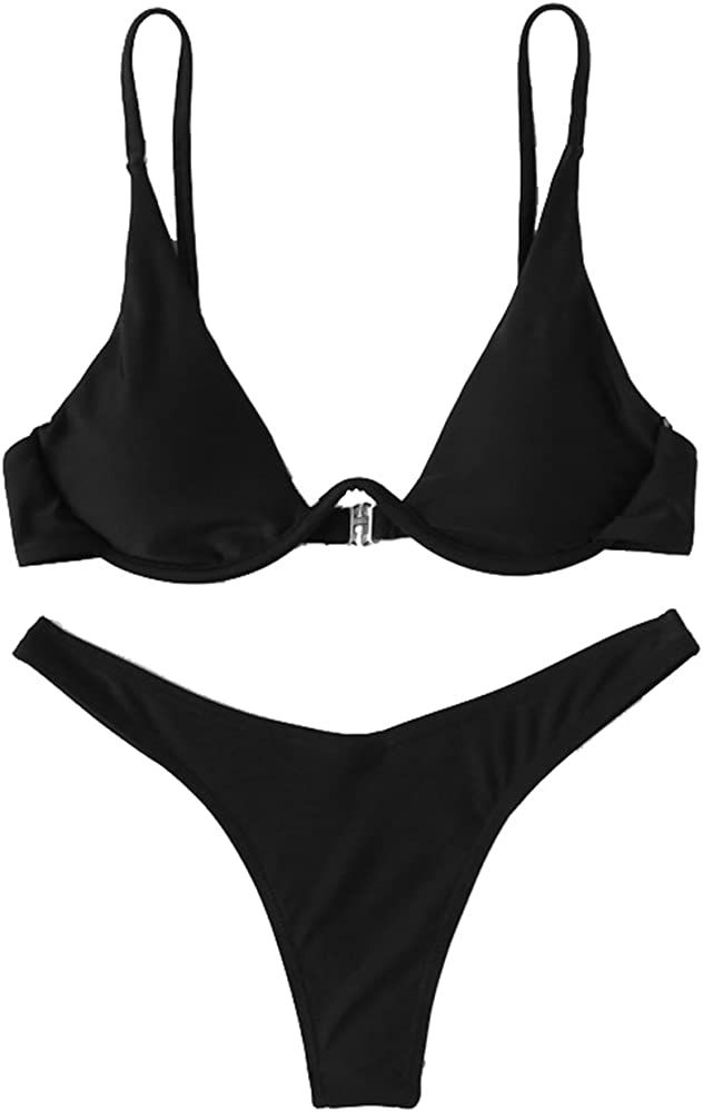 Verdusa Women's Sexy Triangle Bathing Two Pieces Swimsuit Bikini Set | Amazon (US)