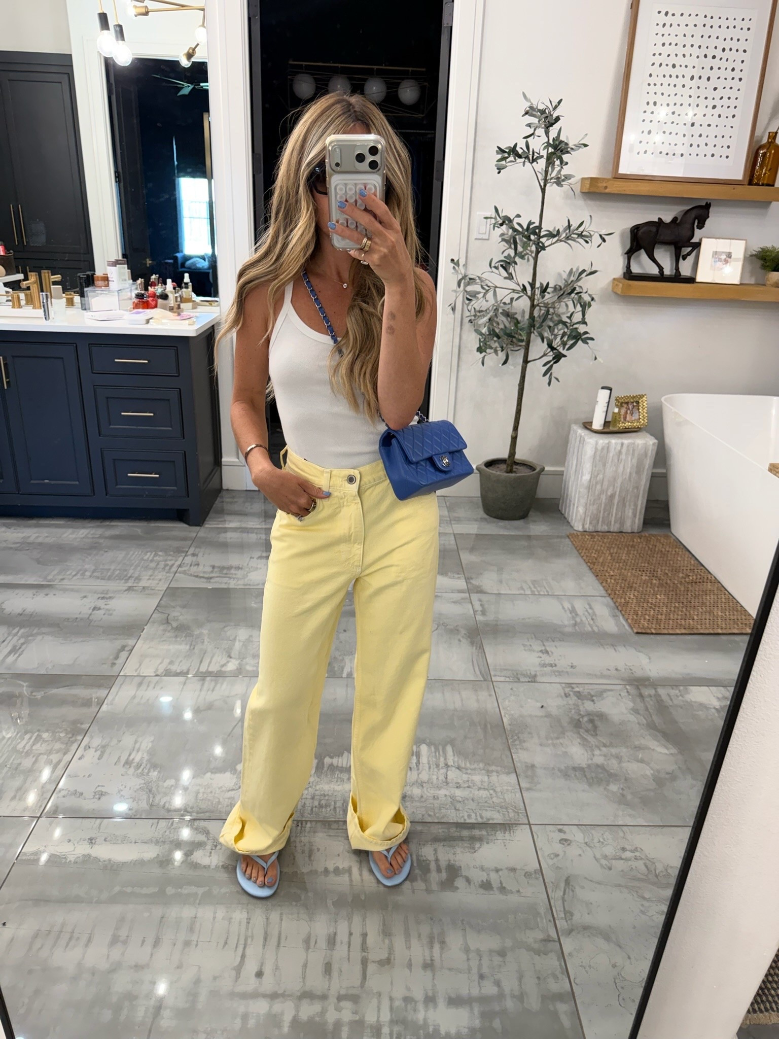 Summer outfit, yellow pants, colored jeans, summer style, white tank, outfit inspo, boujee style

#LTKootd #LTKSeasonal #LTKPetite