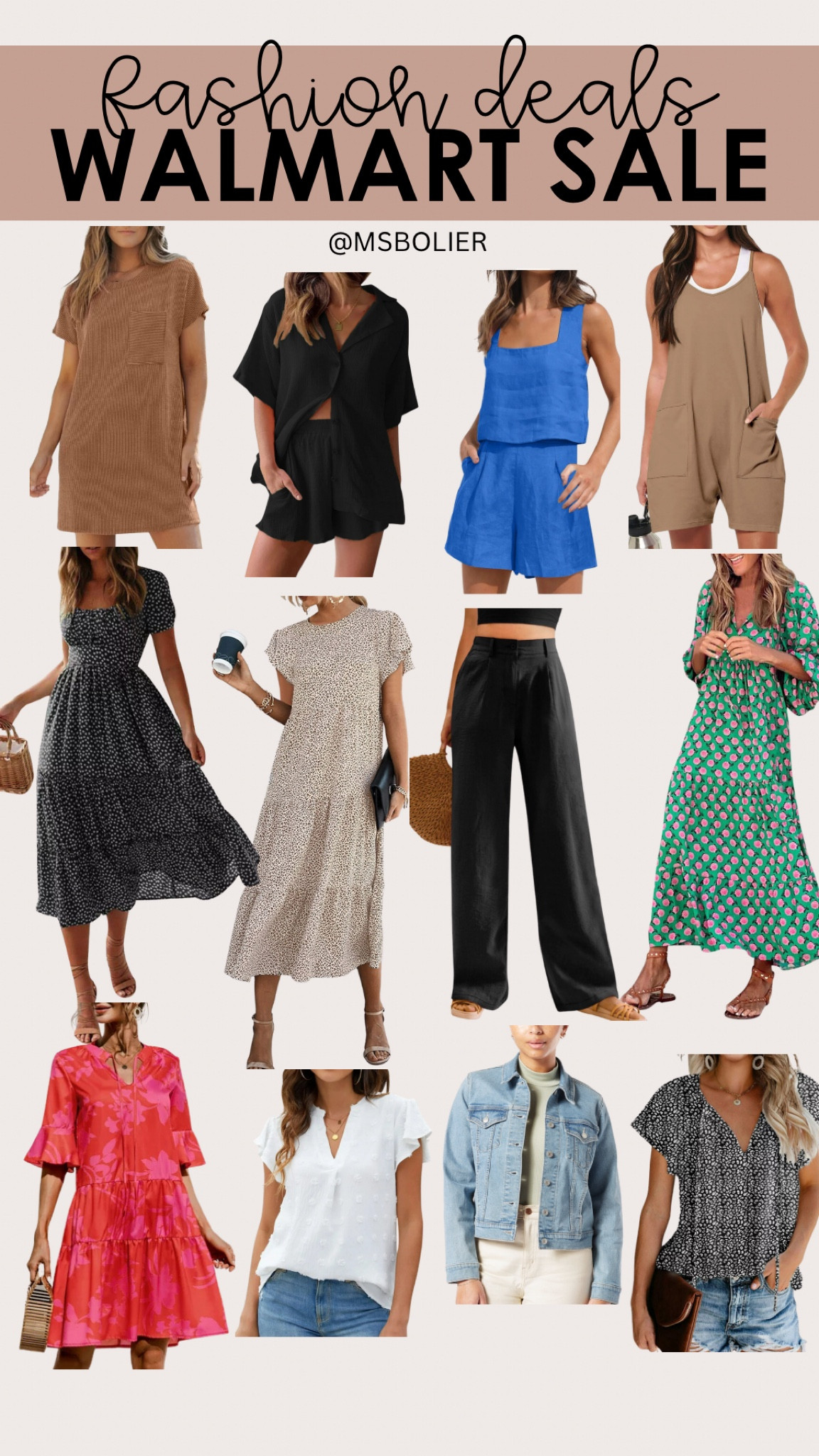 Walmart women’s fashion deals!! 

| Walmart fashion | Walmart sale | women’s dress | pants | matching set | romper | denim jacket | affordable fashion 

#LTKFindsUnder50 #LTKSeasonal #LTKSummerSales