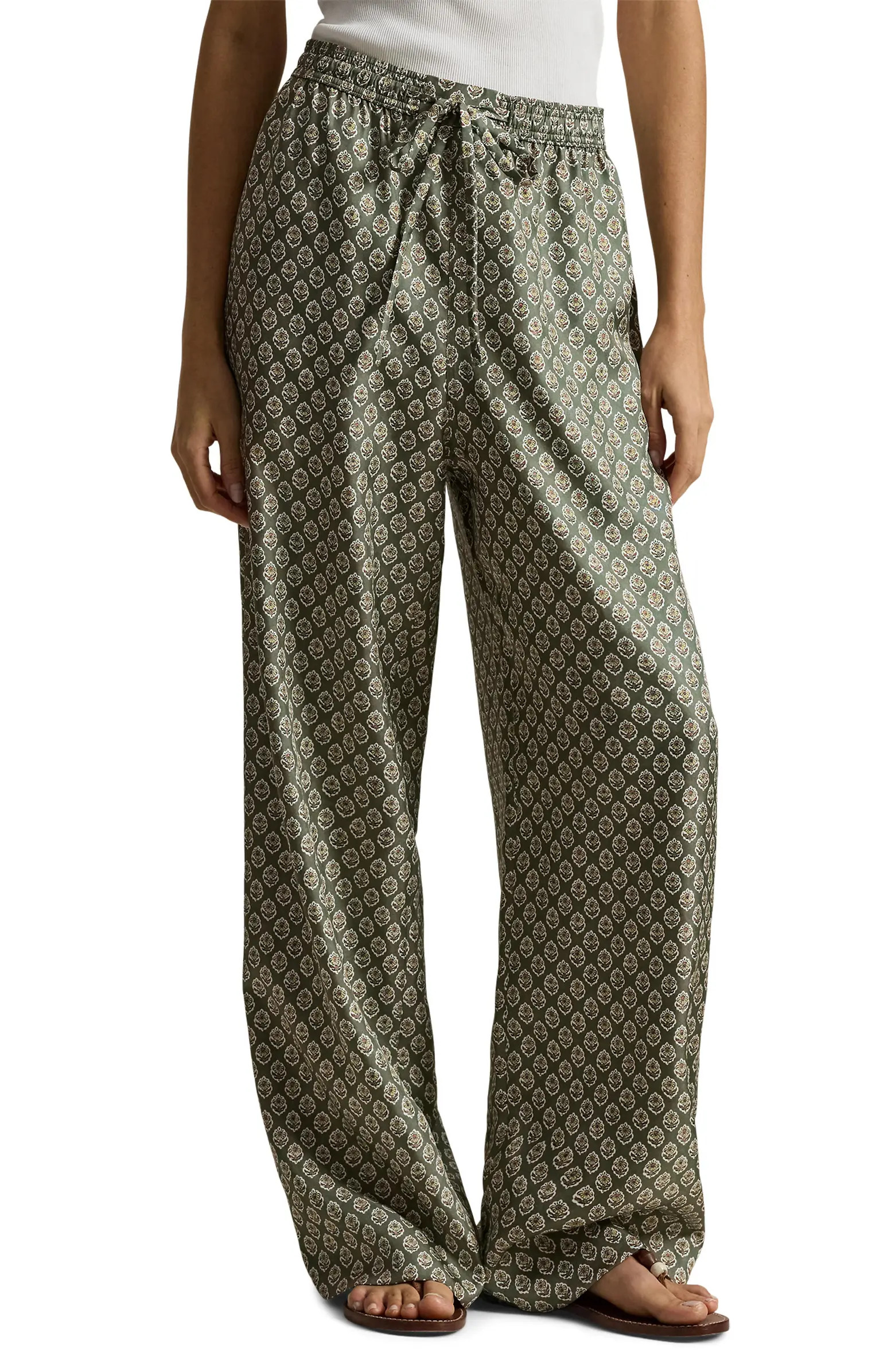 Print Wide Leg Silk Pants | Nordstrom