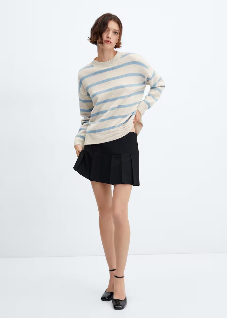 Round-neck striped sweater | Mango Australia