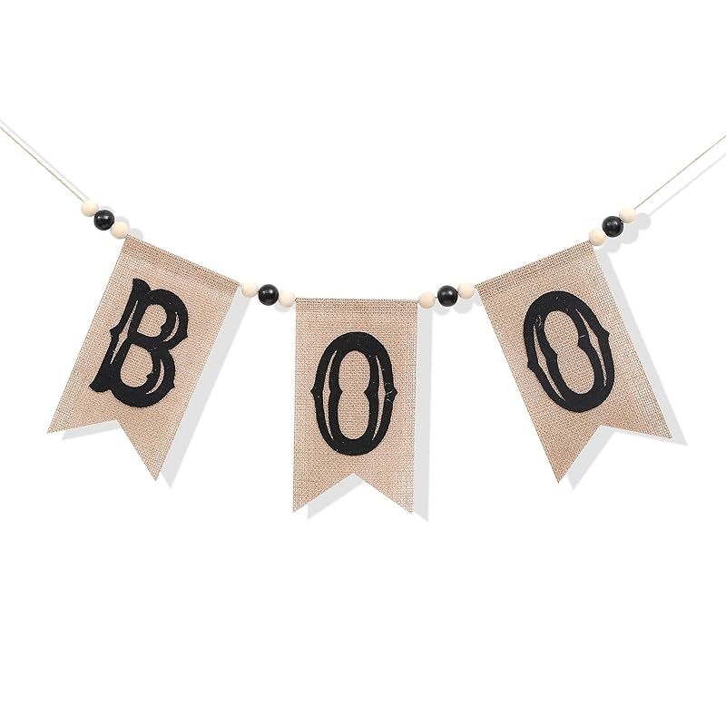 Halloween Boo Burlap Banner - Halloween Party Decorations, Happy Boo Day Garland, Farmhouse Decor... | Amazon (US)