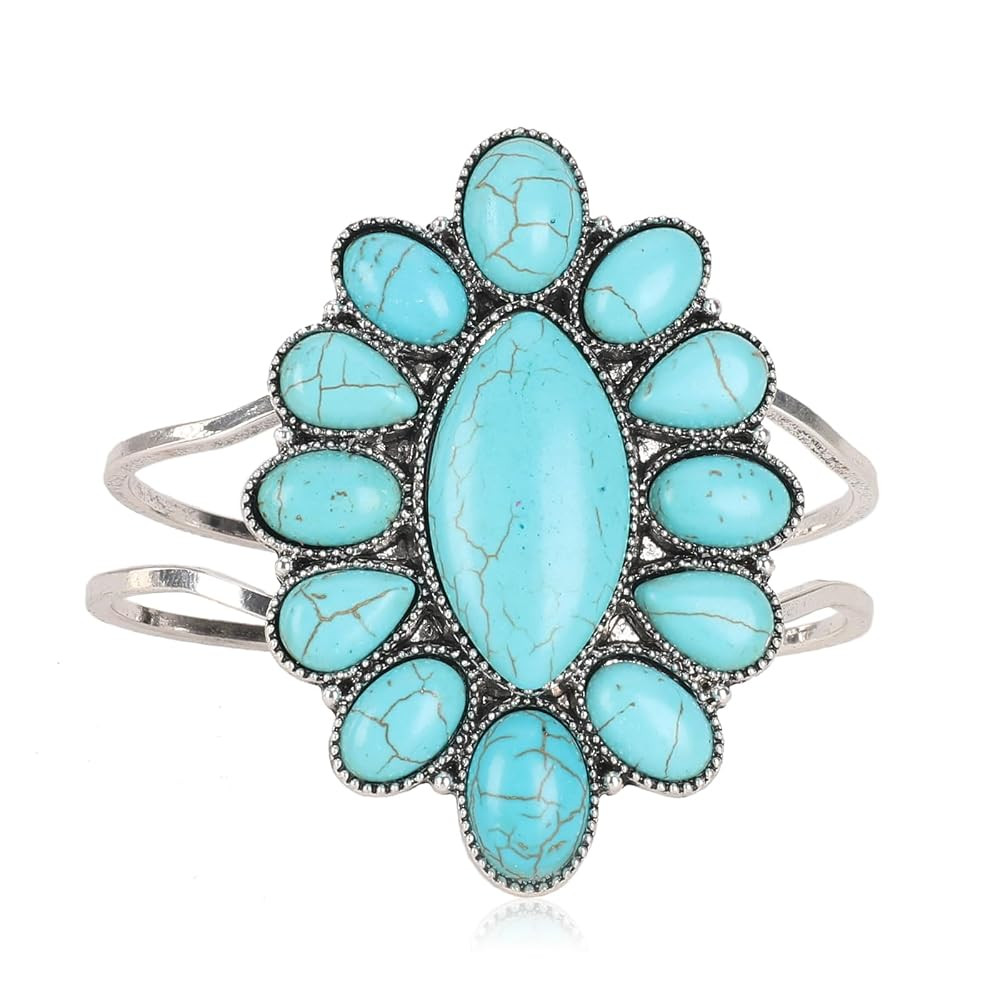Montana West Rustic Couture's Bohemian Turquoise Cuff Bangle Bracelets for Women Cowgirl | Amazon (US)