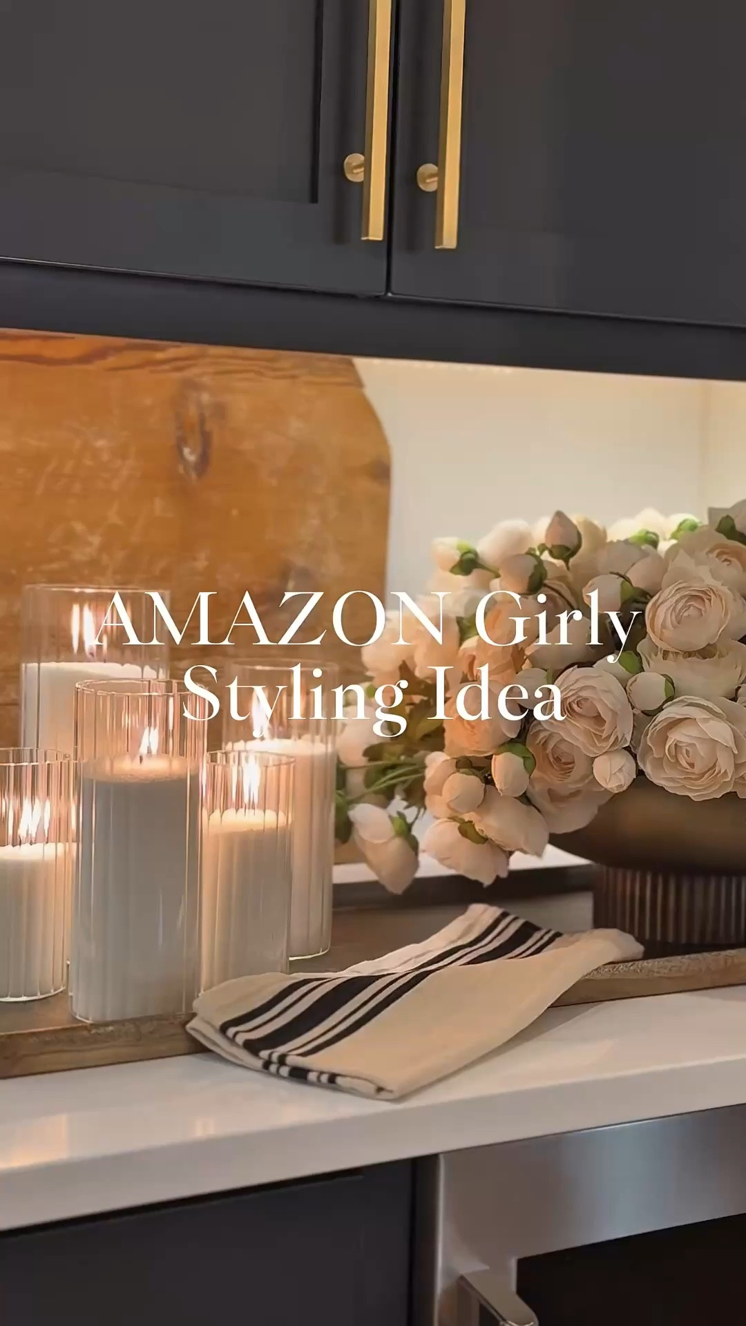 Girly styling ideas are my favorite! These fluted candle holders add a soft, elegant touch, styled with candle pearls for a stunning glow. Paired with tea roses, a brass bowl, and a simple linen napkin, this look works beautifully in an entryway, kitchen corner, coffee table, or bedside.

#girlystylingideas #boujeedecorideas #amazonhomedecor #traystyling #kitchencornerstyling #entrywaystylingidea

#summerthompsonstyles

#LTKHome