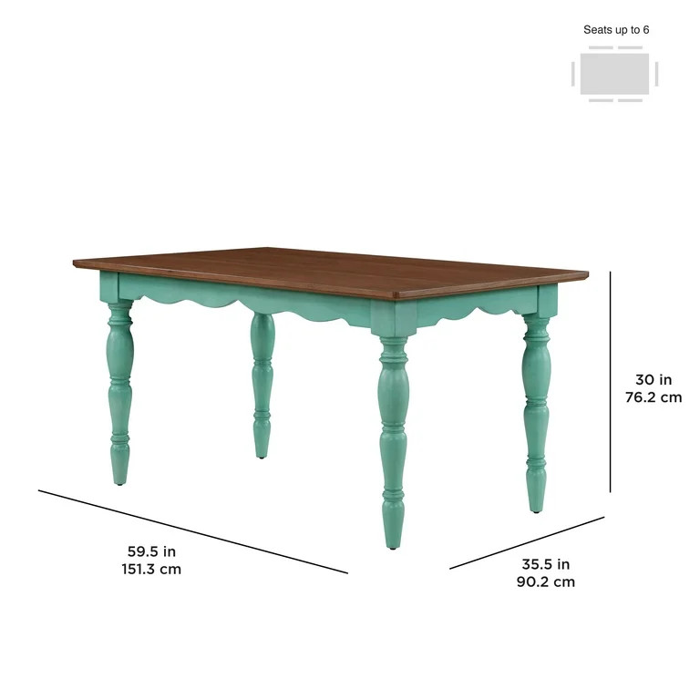 The Pioneer Woman Dining Table Made With Solid Wood Frame, Teal | Walmart (US)
