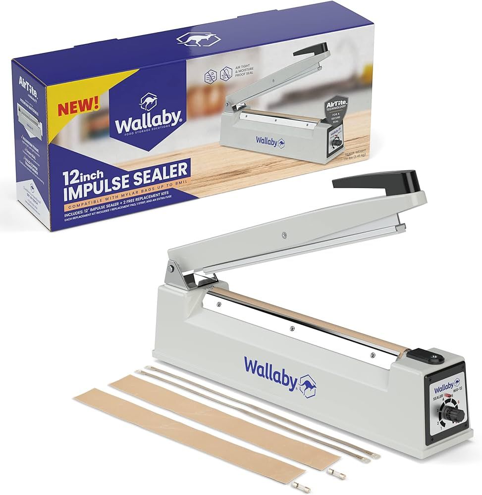 Wallaby Impulse Sealer - 12 inch - Manual Heat Sealer Machine for Mylar Bags - Heavy Duty for Str... | Amazon (US)
