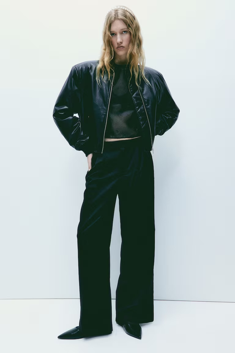 Elegante Hose - Normale Bundhöhe - Lang - Schwarz - Ladies | H&M AT | H&M (DE, AT, CH, NL, FI)