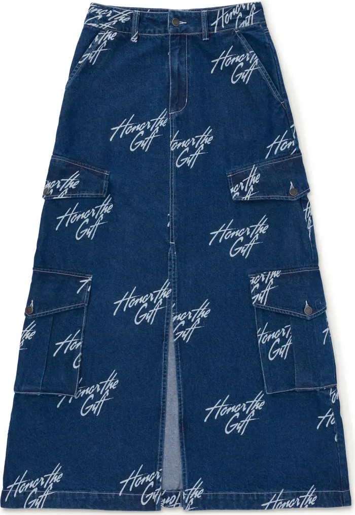 HONOR THE GIFT HTG Graphic Denim Cargo Maxi Skirt | Nordstrom | Nordstrom