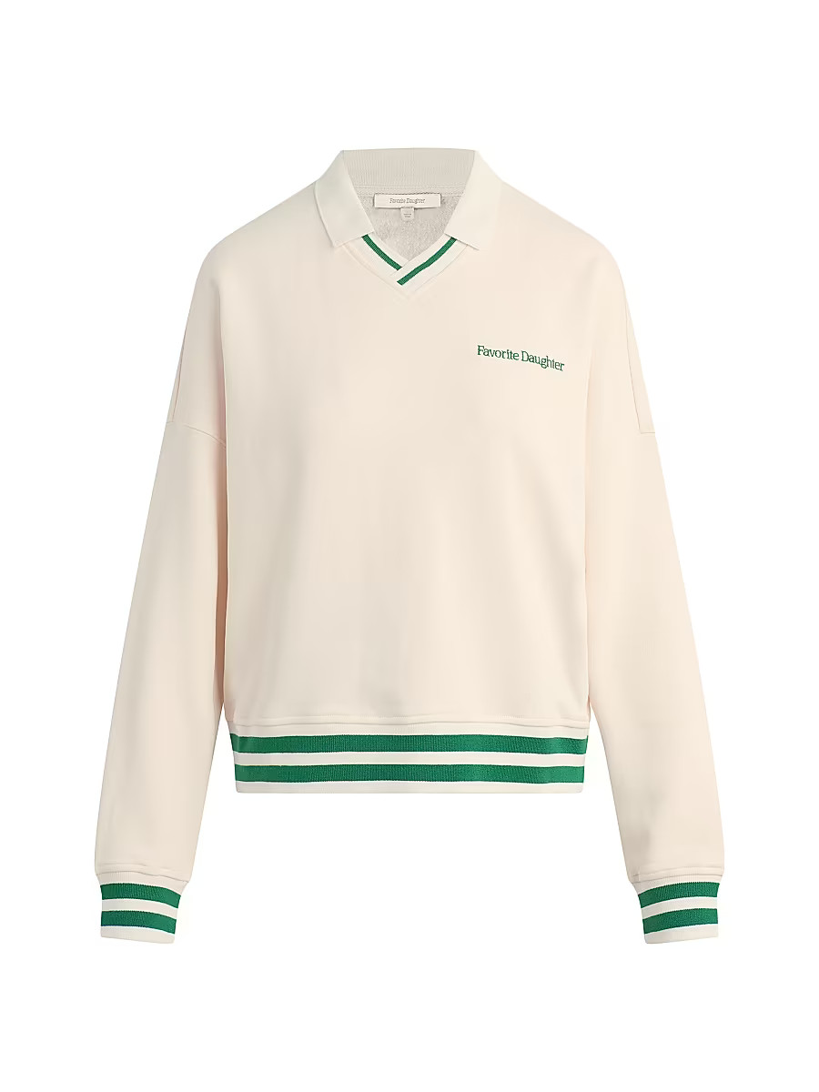 Women's Ivy League Logo-Embroidered Cotton Rugby Sweater - Ivory - Size Medium | Saks Fifth Avenue