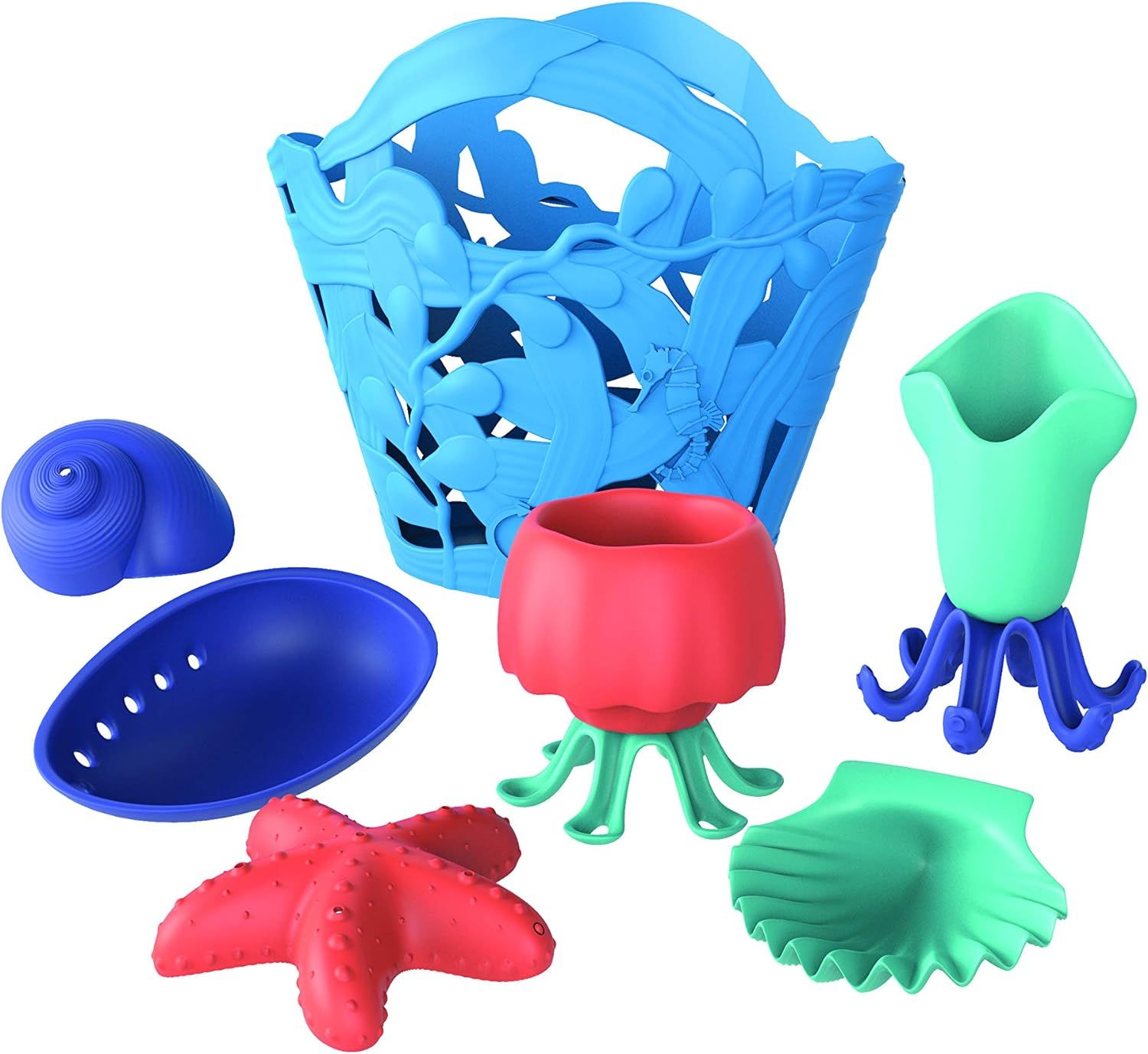 Green Toys Oceanbound Tide Pool Set - 7 Piece Pretend Play, Motor Skills, Kids Bath Toy Floating ... | Amazon (US)