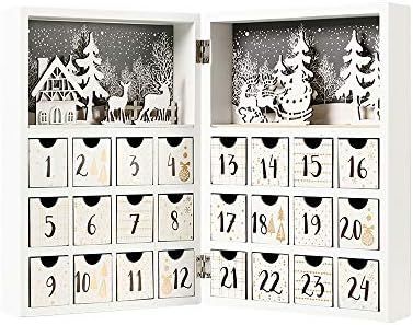 PIONEER-EFFORT Christmas Wooden Advent Calendar Book with Drawers for Adults Kids White Christmas... | Amazon (US)