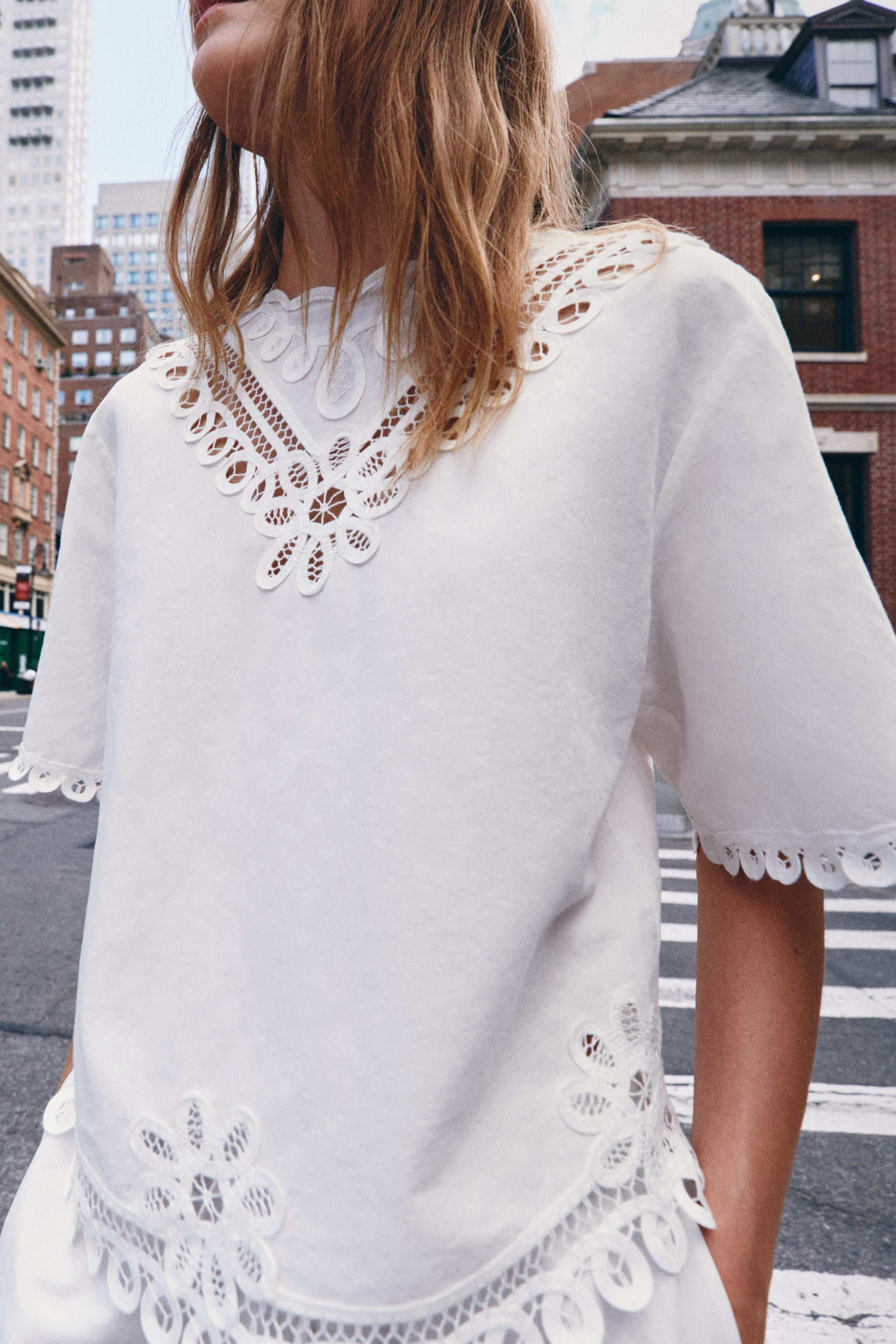 ZW COLLECTION EMBROIDERED LINEN BLEND SHIRT | Zara UK