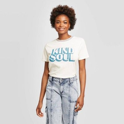 Women's Kind Soul Short Sleeve Graphic T-Shirt - Zoe+Liv (Juniors') - Ivory | Target