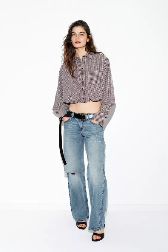 GINGHAM BALLOON SHIRT | Zara US