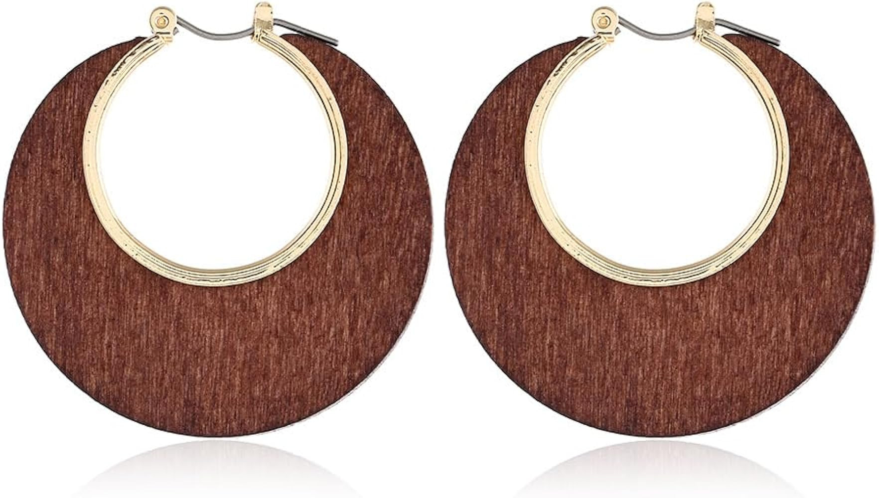 Retro Geometric Wood Dangle Earrings Lightweight Hollow Round Rhombus Earrings Bohemia Drop Earri... | Amazon (US)