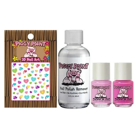 Piggy Paint 100% Non-toxic Girls Nail Polish Safe Chemical Free Low Odor for Kids - ( PINKie Promise LOL 3.4 oz. Remover Heart Nail Art ) Perfectly Pink - .25 oz | Walmart (US)