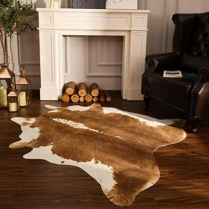 BENRON Premium 5'2''x6'3'' Cow Print Area Rug, 62x75 Inch Faux Fur Cowhide Rugs, Cute Animal Prin... | Amazon (US)