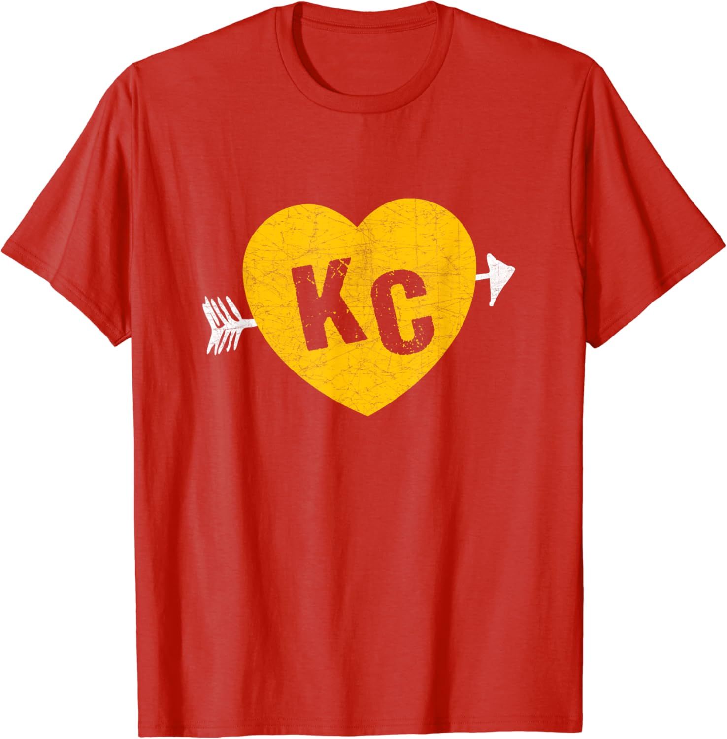 KC Red & Yellow Heart & Arrow KC Kansas City 2 Letter KC Red T-Shirt | Amazon (US)