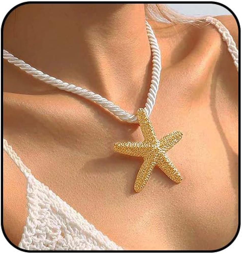 Tgirls Boho Gold Necklace for Women Big Starfish Pendant Necklaces Sun Choker Necklace Chunky Con... | Amazon (US)