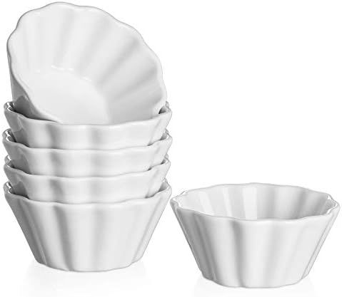 DOWAN Creme Brulee Ramekins 6 Oz Oven Safe, Porcelain Souffle Custard Cups Dishwasher Safe and Micro | Amazon (US)