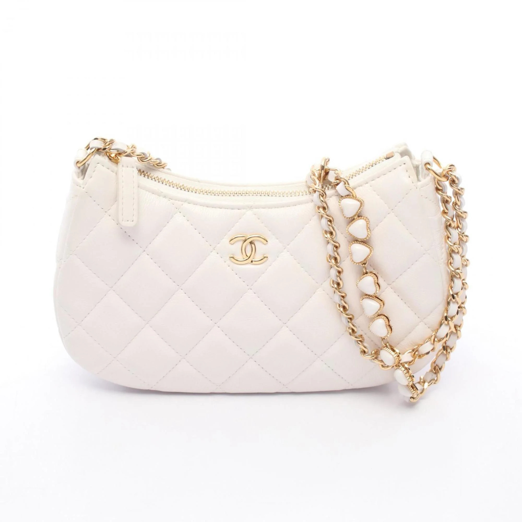 Pre-Owned CHANEL Matelasse Shoulder Bag, Lambskin Leather, Women's, White, AP3786 (Good) | Walmart (US)
