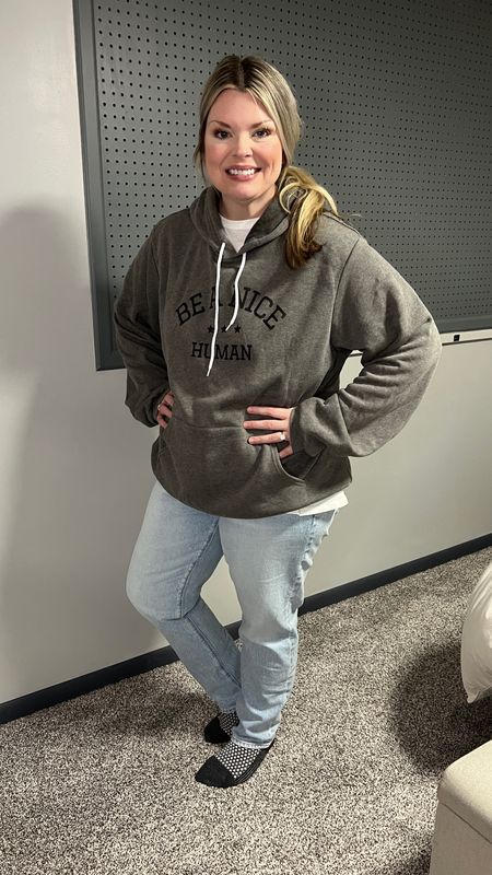 These jeans 👖 are my new favorite pair! Ange got these and I loved them. They are a comfy, mid/high rise jean with a loose casual fit. They can also be rolled and they look really cute! I sized up to a 14. I am between a 12 and 14! Sweatshirt is BettyRukus!

#LTKmidsize #LTKfindsunder50 #LTKover40