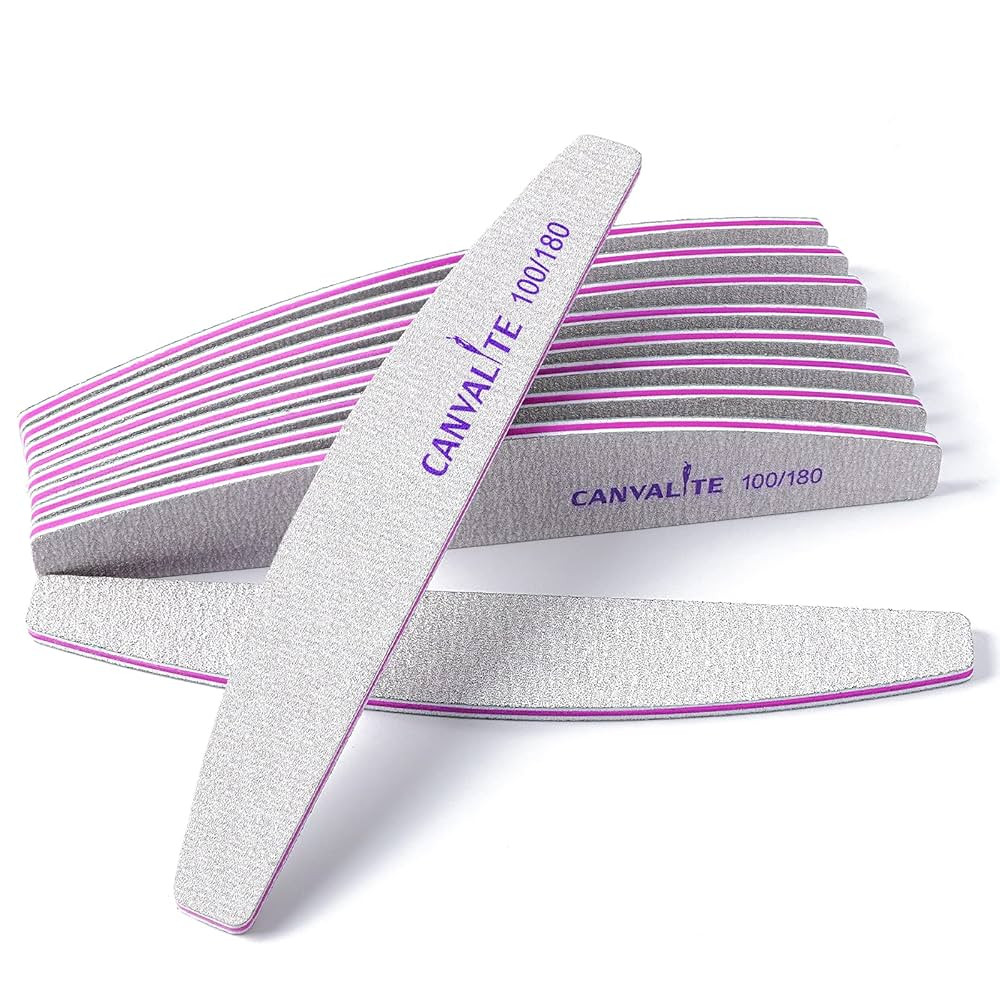 Canvalite 10 PCS Nail File Professional Nail Files Reusable Double Sided Emery Board(100/180 Grit... | Amazon (US)