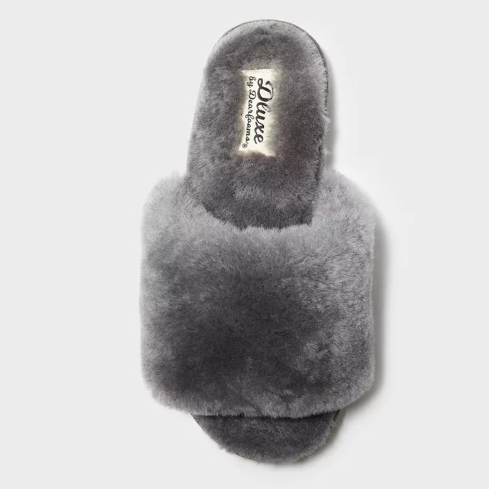Women's dluxe by dearfoams Sutton Genuine Shearling Slide Slippers | Target