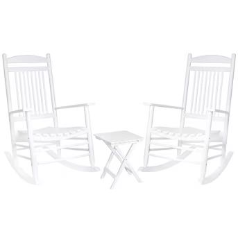 VEIKOUS 2 White Wood Frame Rocking Chair with Slat Seat | Lowe's
