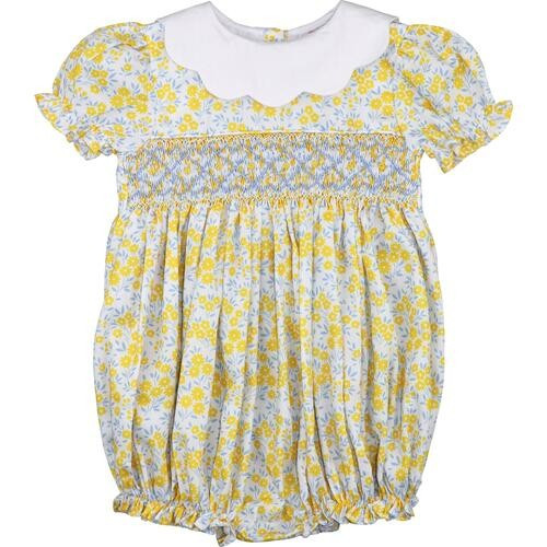 Yellow Floral Smocked Bubble | Cecil and Lou