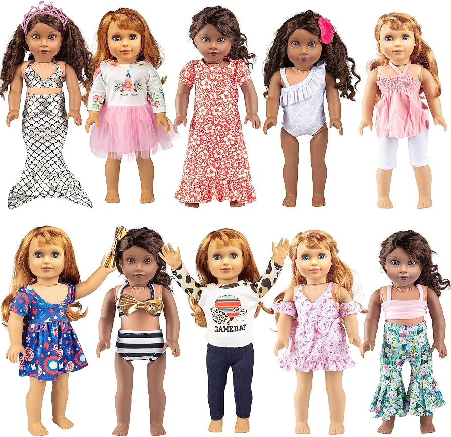 Amazon.com: Handmade Doll Clothes (10 Different Outfits) for American 18" Dolls - Full Outfits an... | Amazon (US)