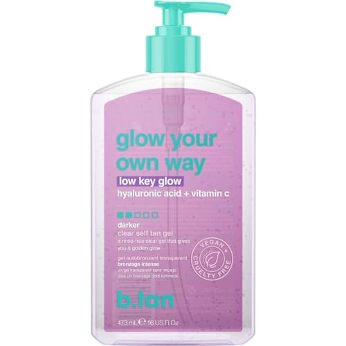b.tan Dark Clear Self Tan Gel | Glow Your Own way, Low Key Glow - Transfer-Resistant Sunless Tanning Gel, Gradual Darker Bronze, Packed with Hyaluronic acid & Vitamin C, 16 Fl Oz | Amazon (US)