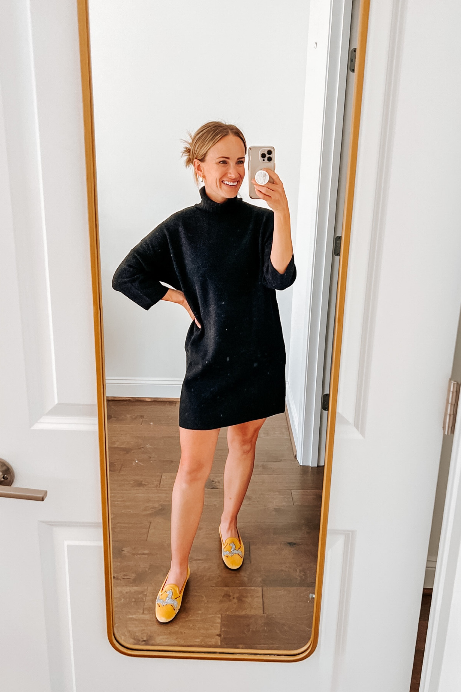 Black turtleneck dress, black sweater dress, mock neck dress, black funnel neck dress, black high neck dress. This dress from Tuckernuck is under $150 and the perfect fall and winter staple! Pair with loafers like I’ve done below, or high boots for an elevated look. Throw on a pair of sneakers for a casual look!

#LTKSeasonal #LTKstyletip #LTKshoecrush