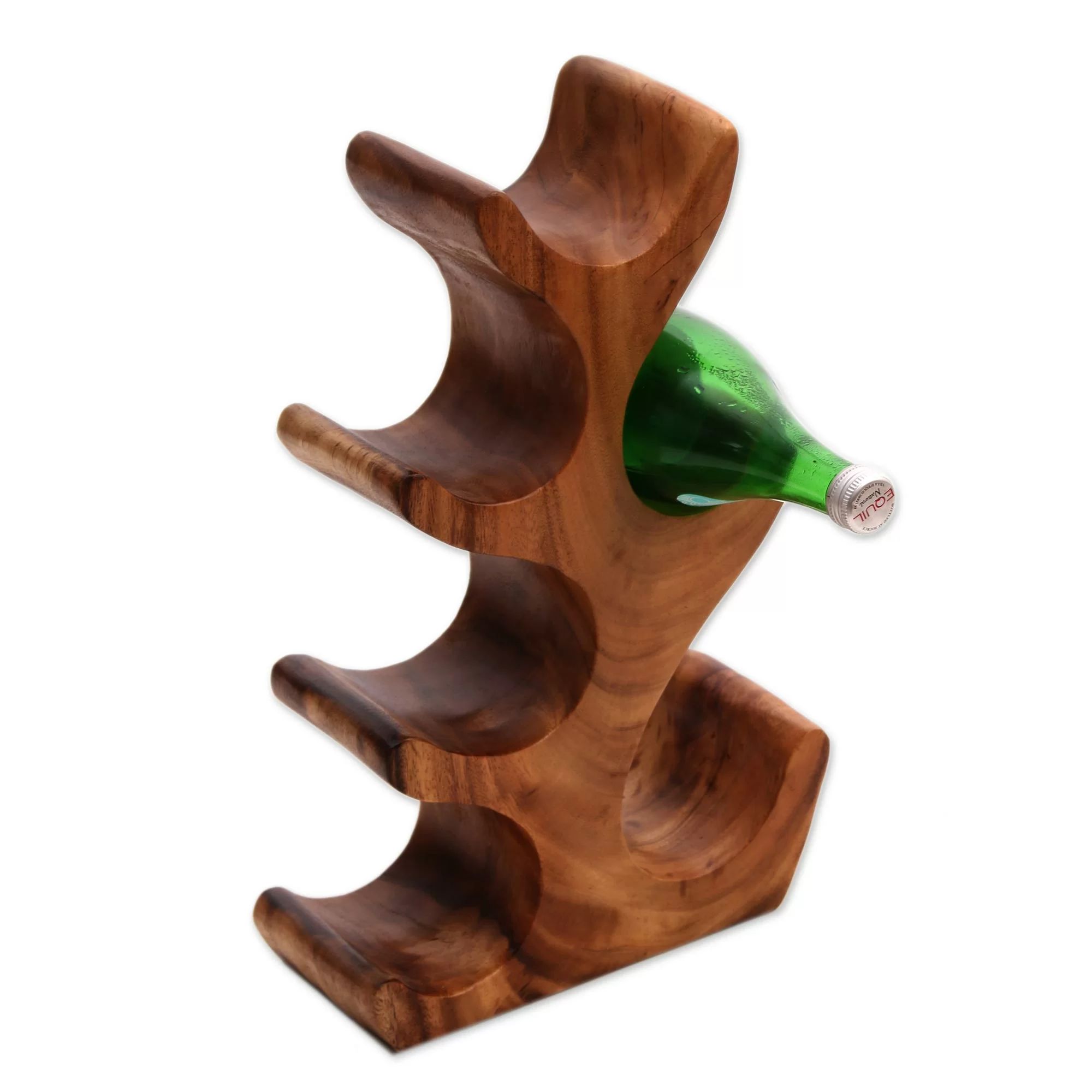 Tierney Solid Wood Tabletop Wine Bottle Rack in Brown | Wayfair North America