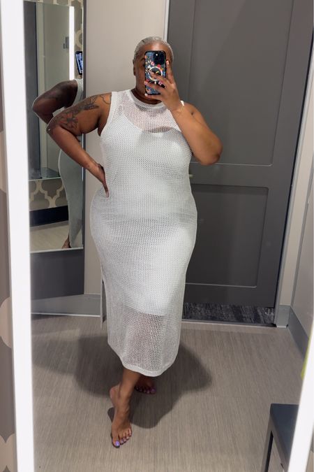 Silver bathing suit cover up knit dress from target size xxl 

#LTKStyleTip #LTKPlusSize #LTKFindsUnder50